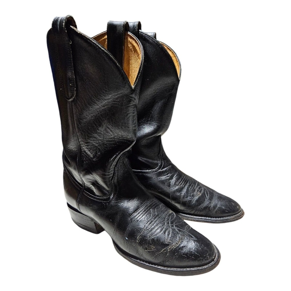 Tony Lama - Size 7M - Vintage Black Cowboy Boots‎ Style 2801